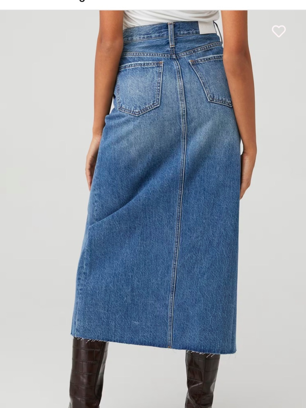 pistola Blue Denim Midi Skirt with Center Front Slit - Picture 3 of 7